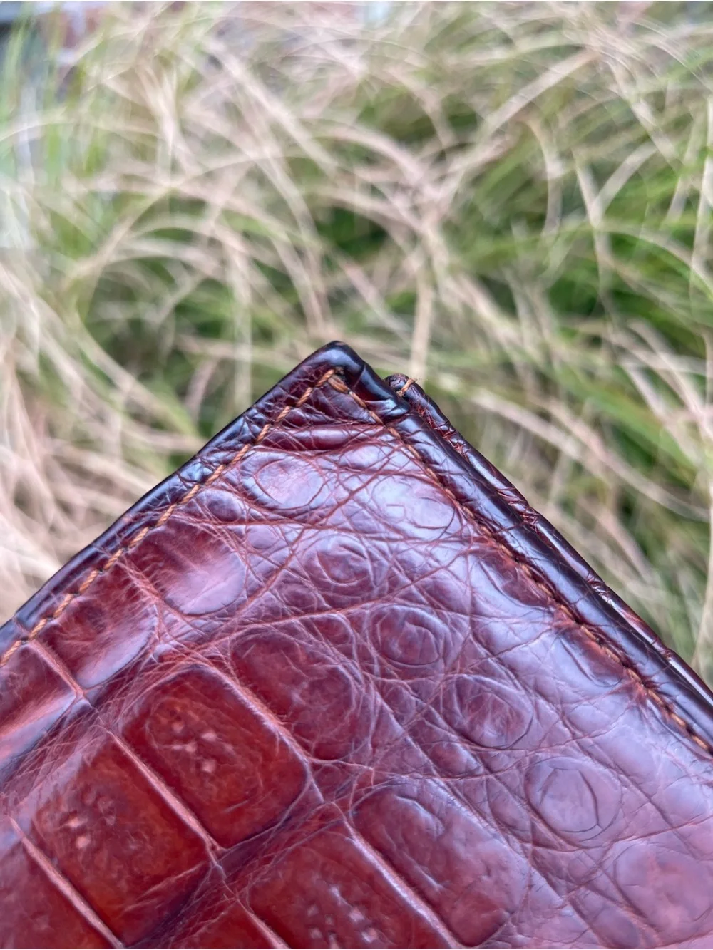 Lucchese Mens Genuine Crocodile Leather Bifold Wallet Exotic Western Brown USA